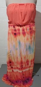 Orange tie-dye maxi dress